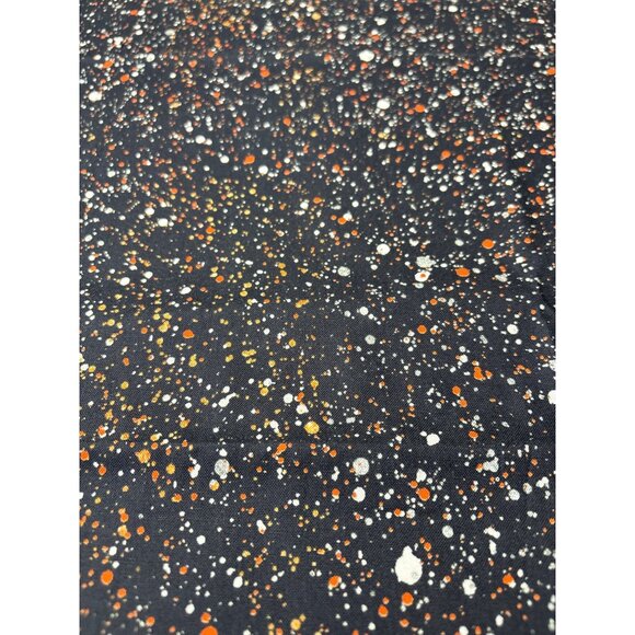 Joann Black Cotton Fabric Orange White Splatter Paint Design 24"x44" - Picture 2 of 10
